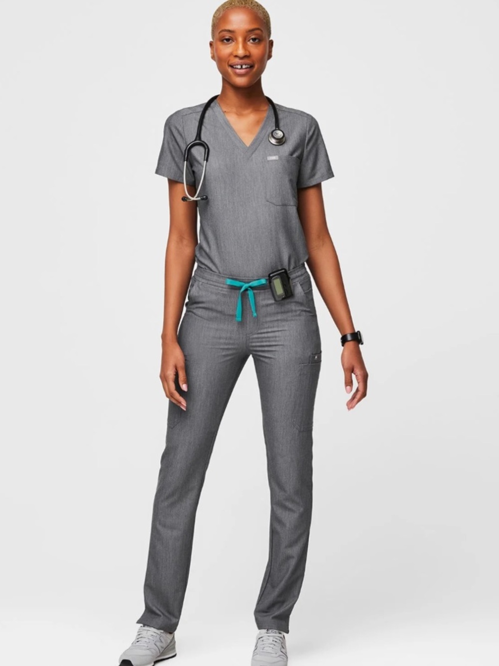 Figs Graphite set- Catarina top and yola bottoms in xs